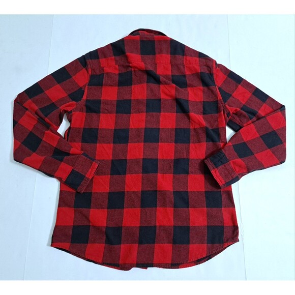 Sonoma Mens Medium Flannel Red Black Check Plaid Lumberjack Shirt Button - Picture 4 of 8